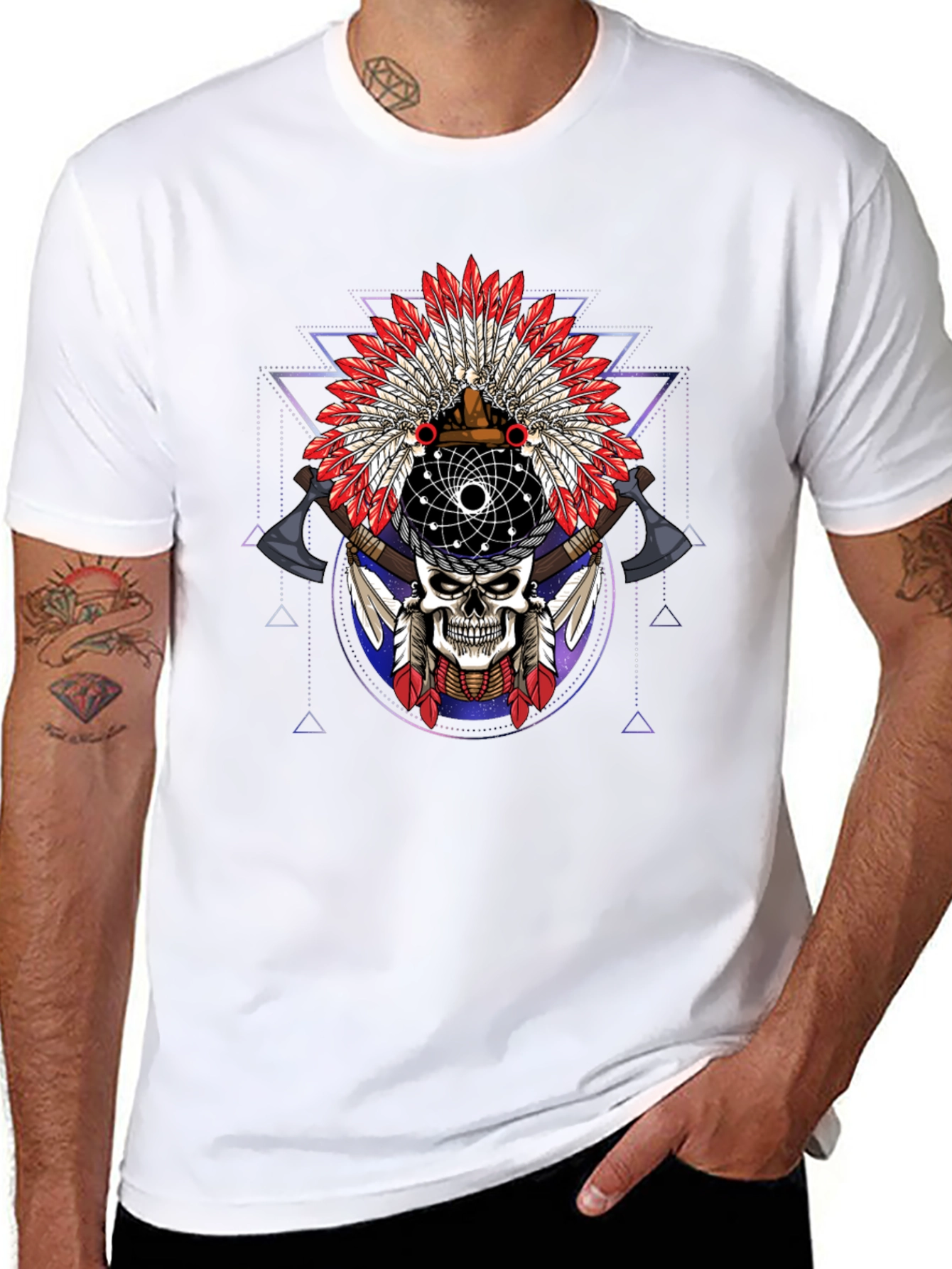 Black Skull Headdress Graphic Tee view 8