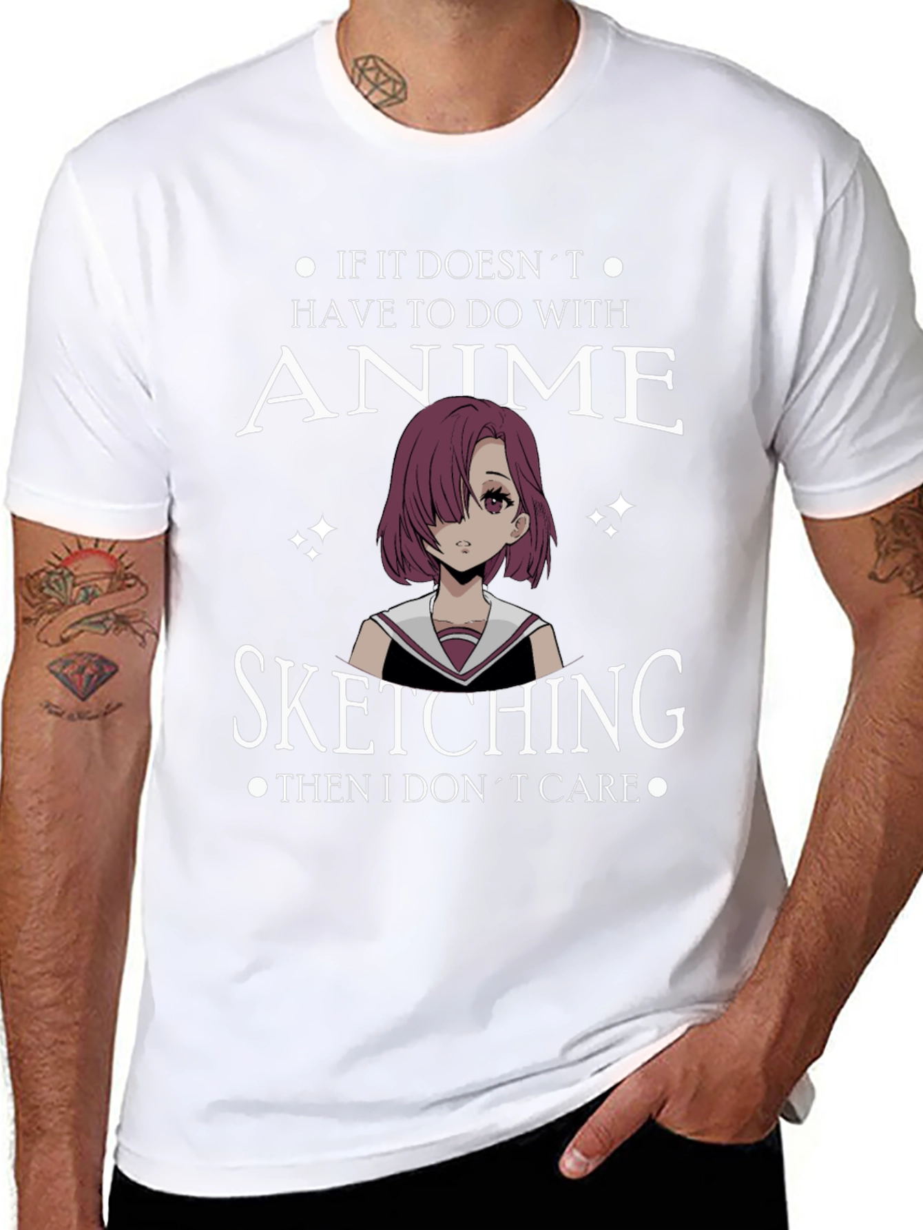 Black Anime Sketching T-Shirt - Otaku Style view 8