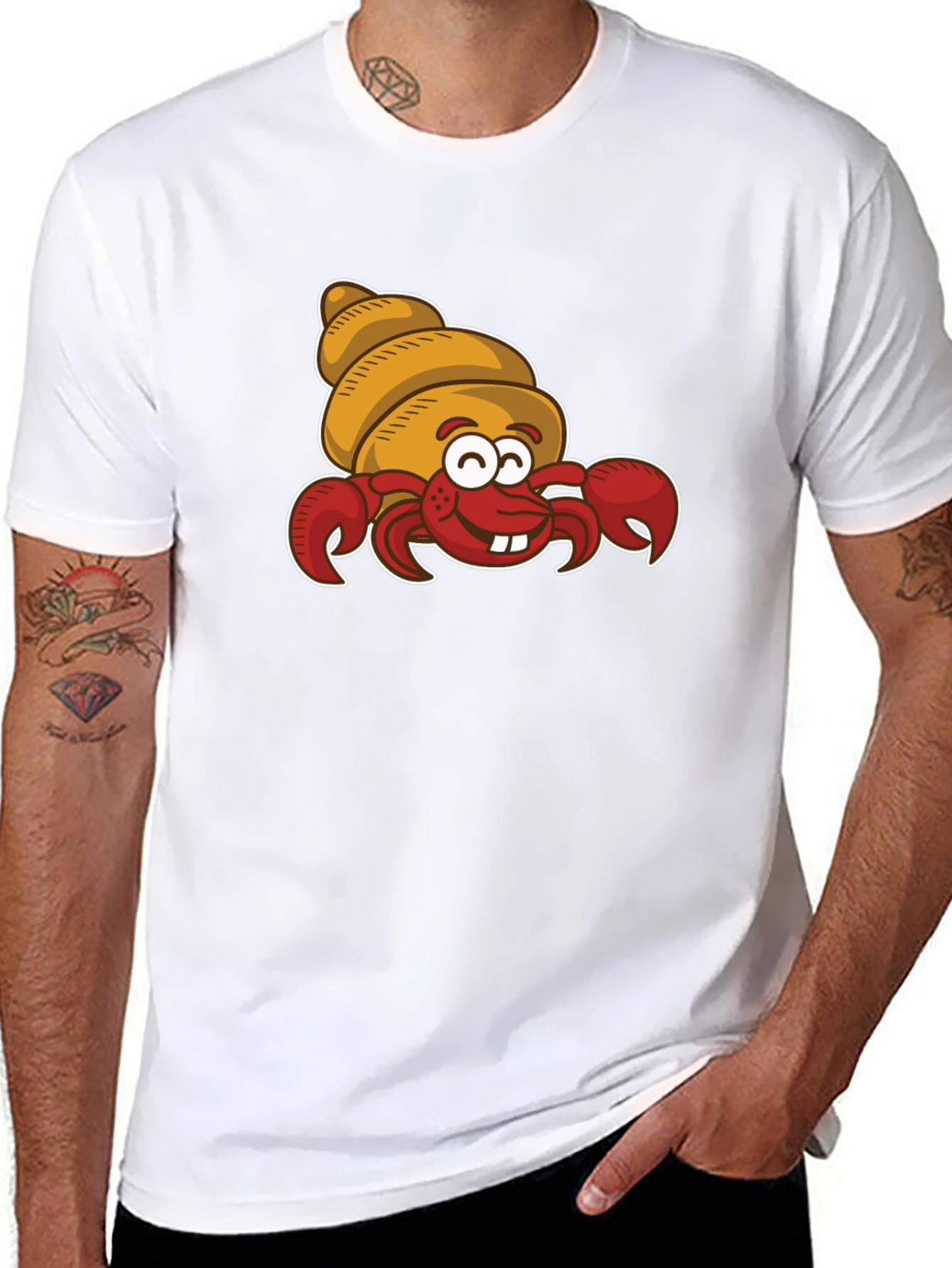 Black Cartoon Hermit Crab Graphic T-Shirt view 8