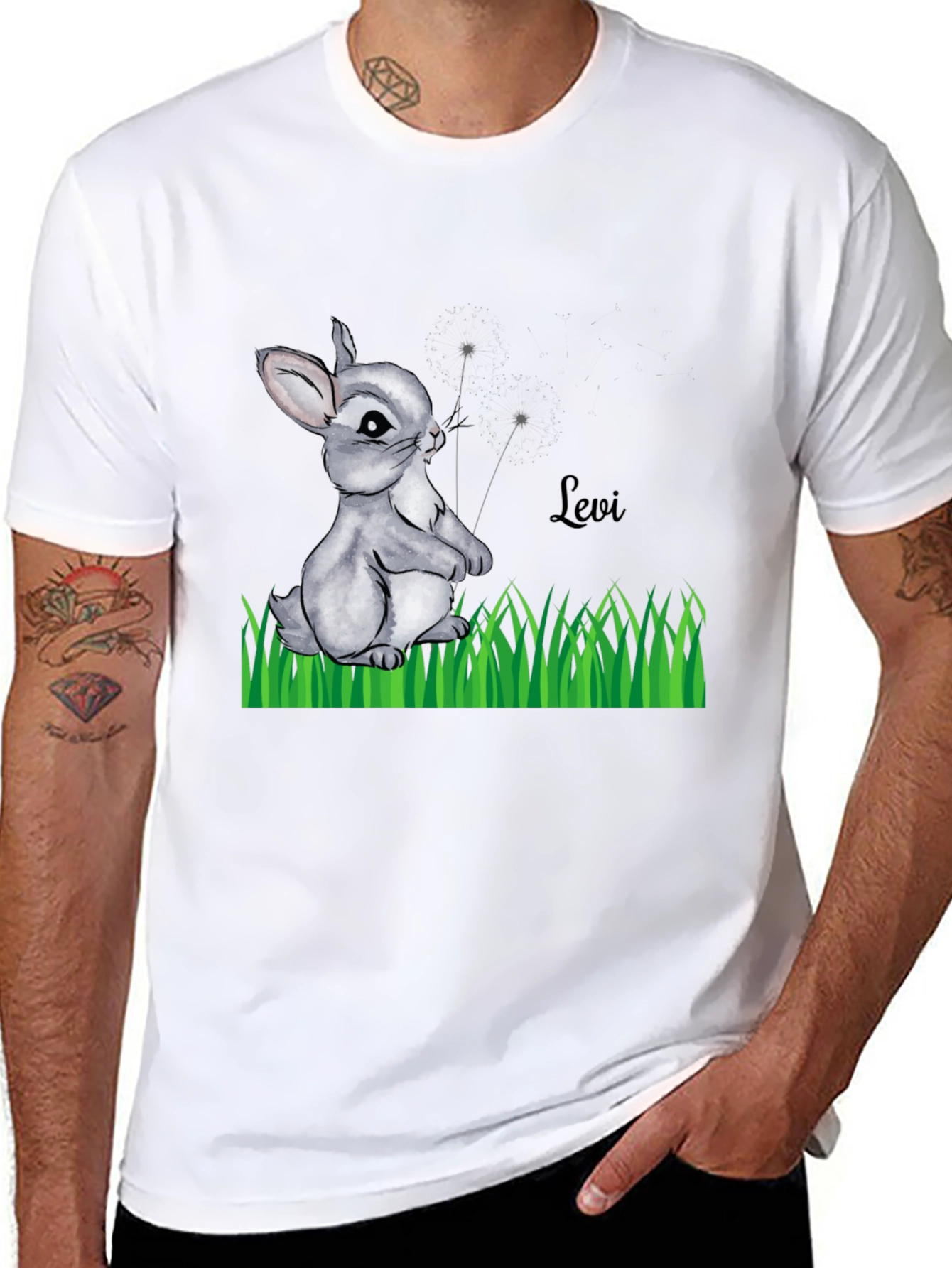 Black Bunny "Levi" Graphic Print Black T-Shirt view 8