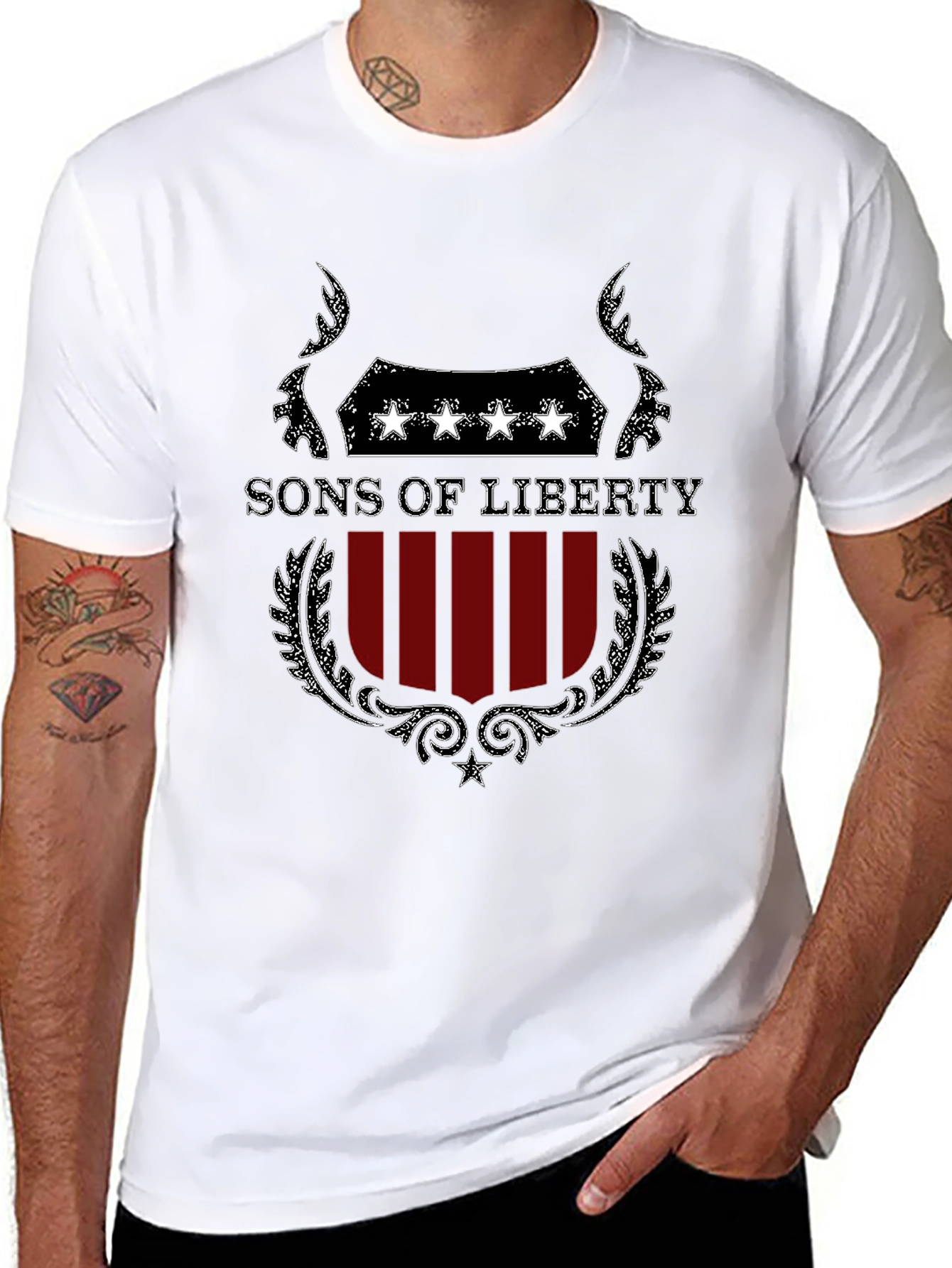 Black Sons of Liberty Graphic T-Shirt - Patriotic Design view 8