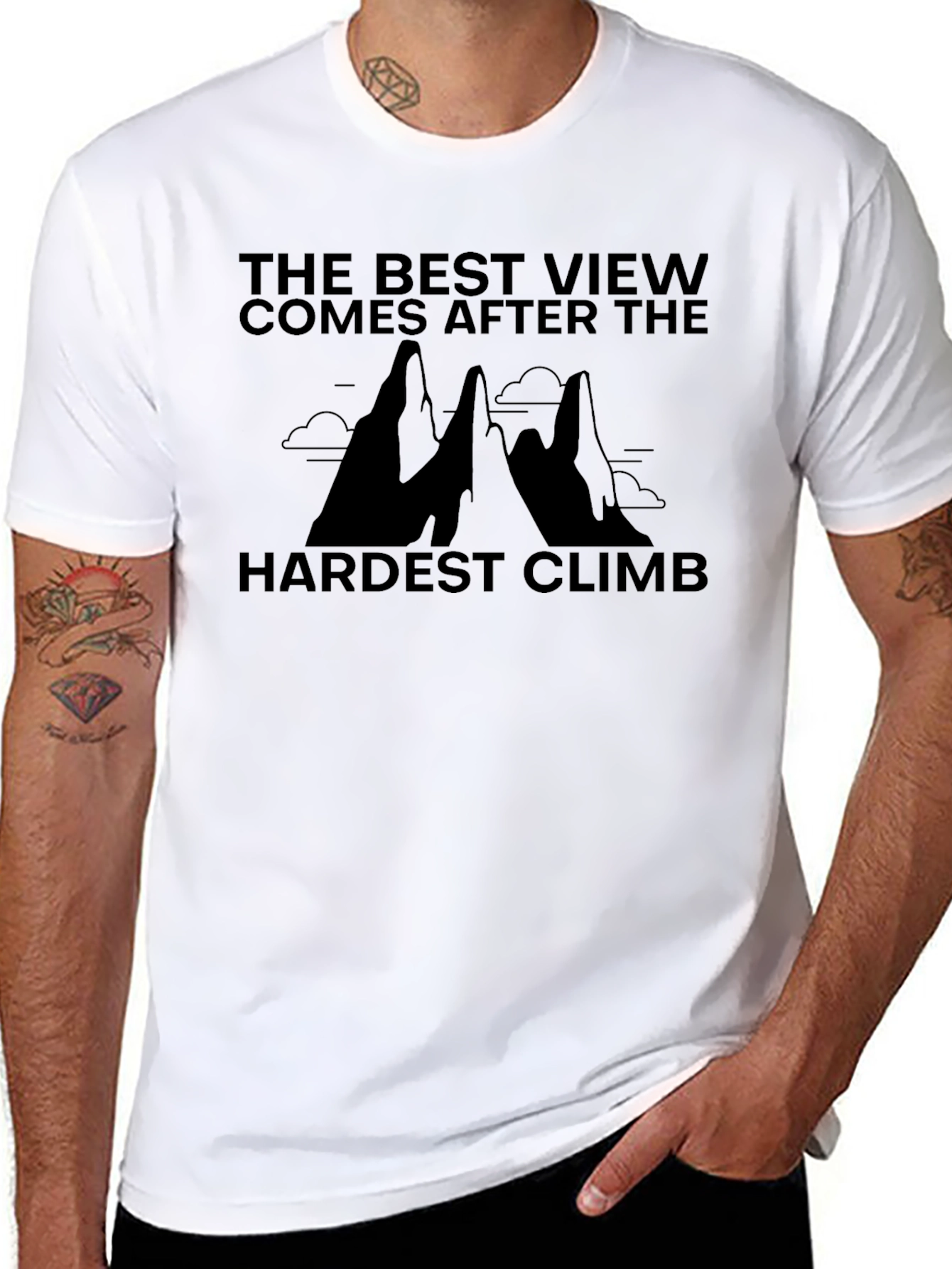 Black Best View Hardest Climb Graphic T-Shirt view 8