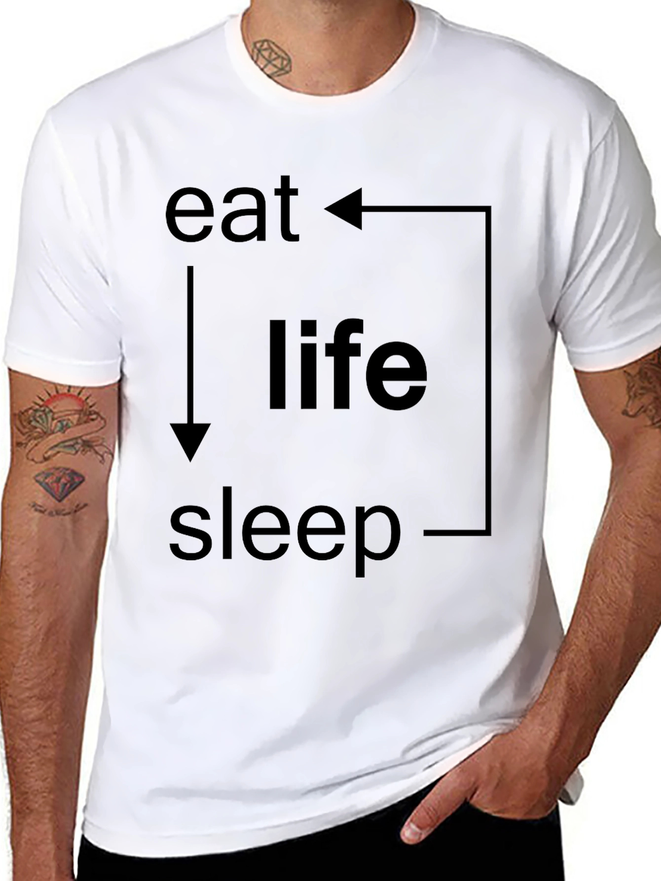 Black Eat Life Sleep Cycle Graphic T-Shirt view 8