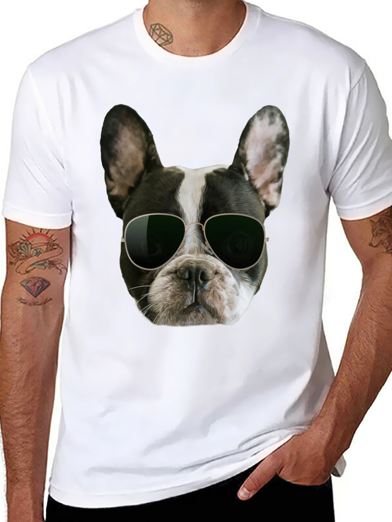 Black Cool Dog Graphic T-Shirt - Black Cotton Blend view 8
