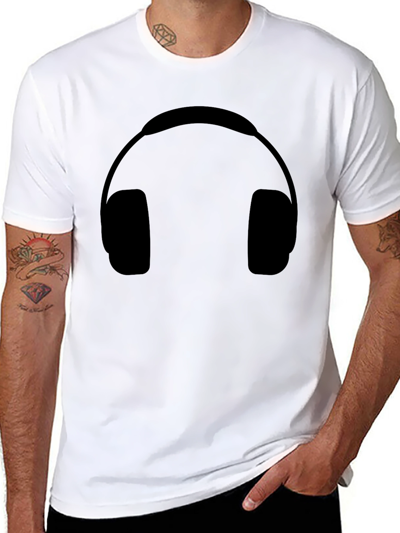 Black Headphone Graphic Black T-Shirt view 8