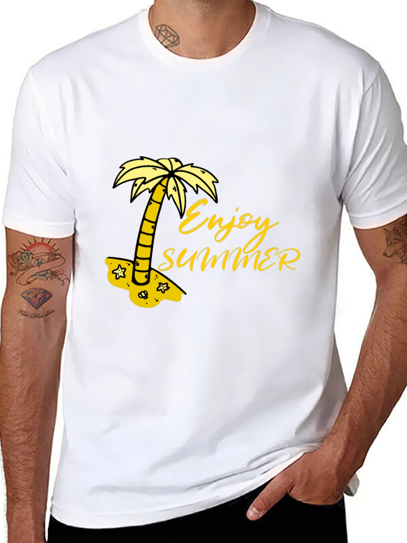 Black Enjoy Summer Black T-Shirt - Palm Tree Graphic Tee view 8