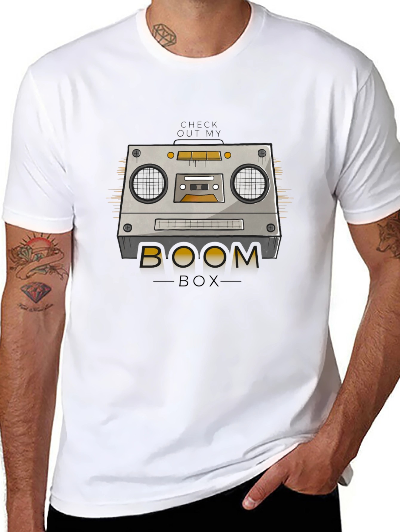 Black Retro Boombox Graphic T-Shirt - Vintage Music Style view 8