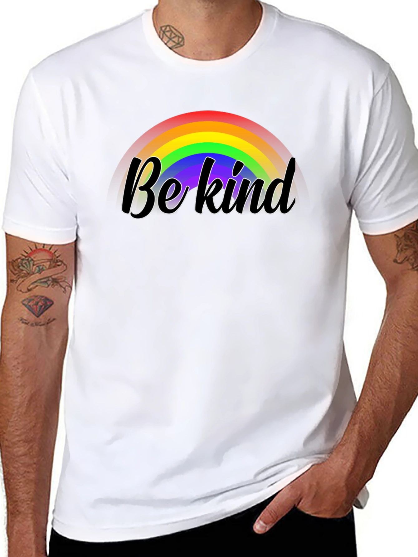 Black Be Kind Rainbow Graphic Black Tee view 8