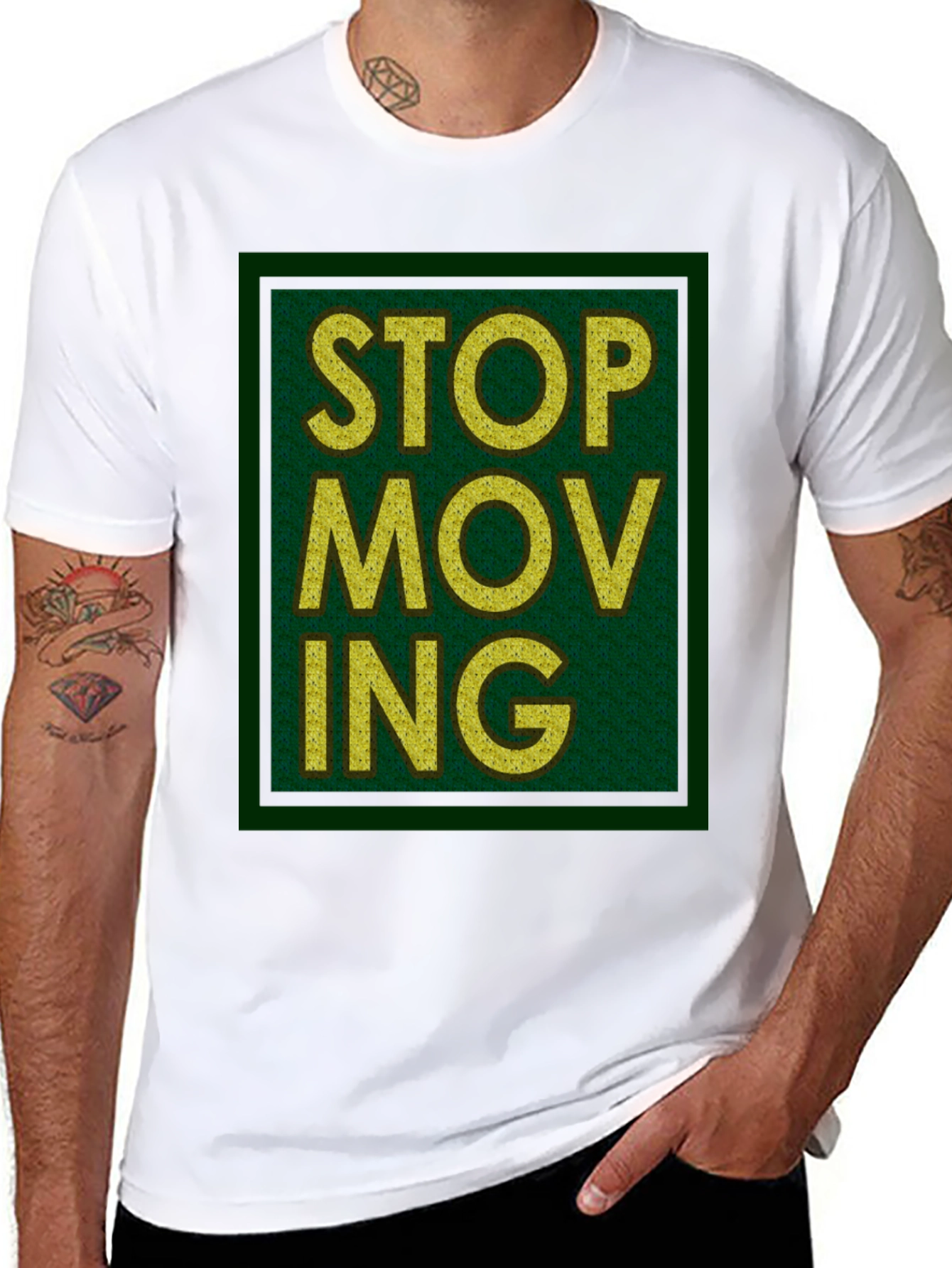 Black Stop Moving Graphic Print Black T-Shirt view 8