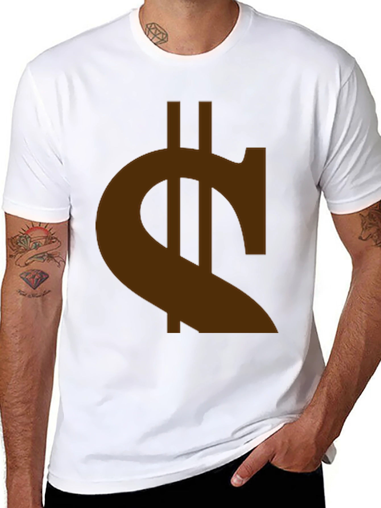 Black Black T-Shirt with Brown Currency Symbol Graphic view 8