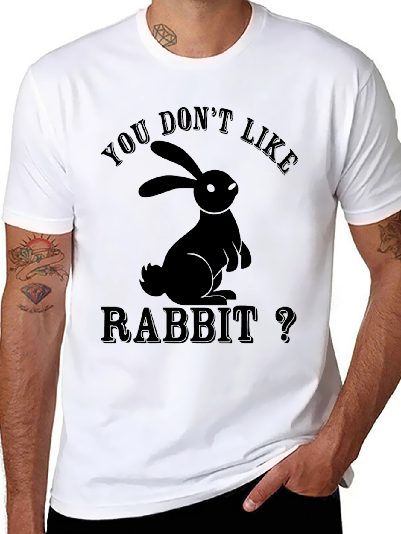 Black You Don't Like Rabbit? Graphic T-Shirt view 8