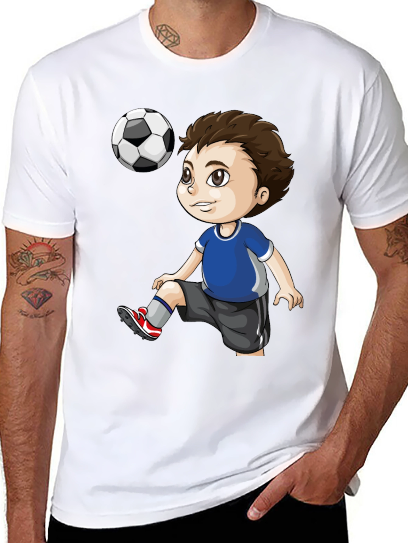 Black Soccer Kid Graphic T-Shirt - Black Cotton Tee view 8
