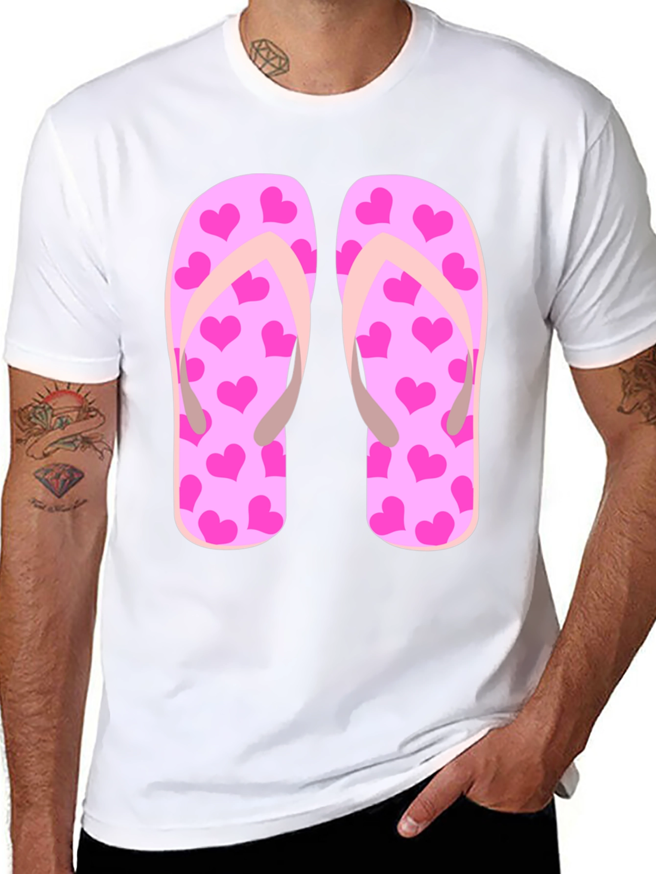 Black Flip Flop Heart Print Tee view 8