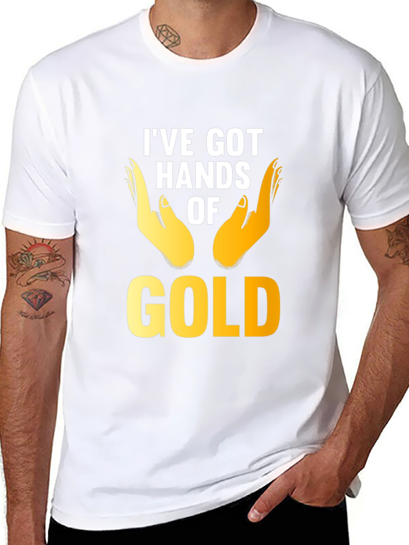 Black I've Got Hands of Gold Graphic T-Shirt view 8