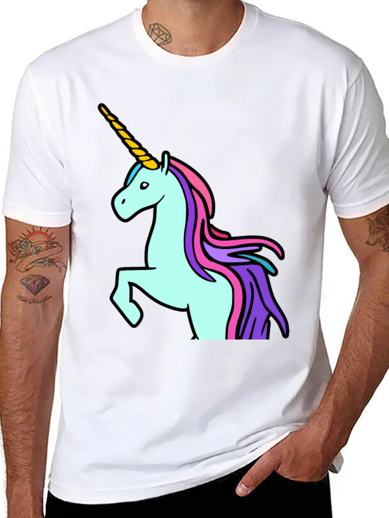 Black Unicorn Graphic Tee - Black Cotton T-Shirt view 8