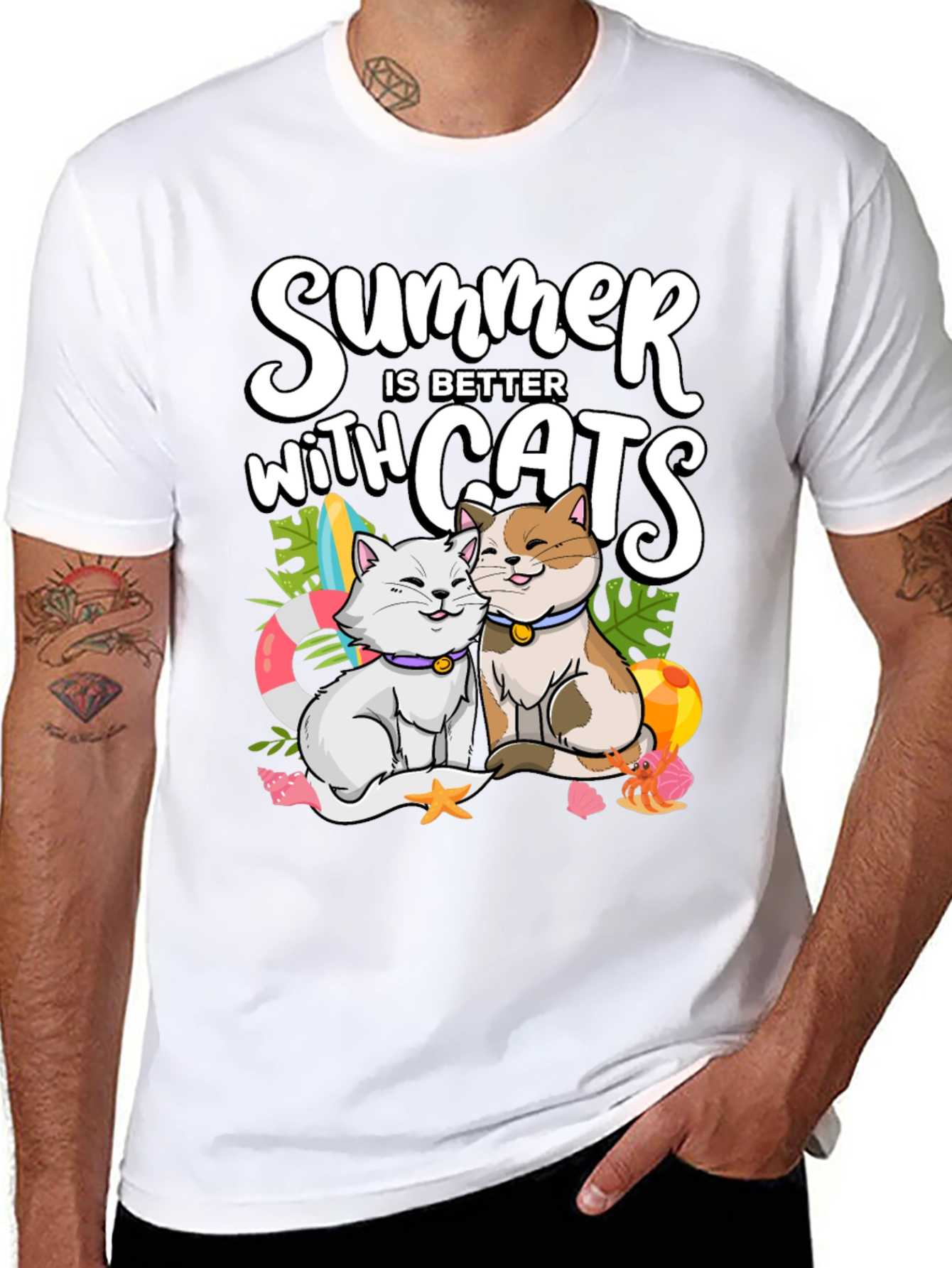 Black Summer Cats T-Shirt: Better with Cats! view 8