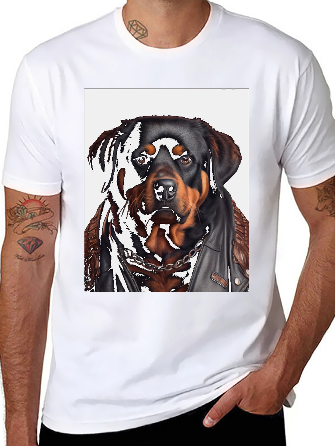 Black Rottweiler Biker T-Shirt view 8