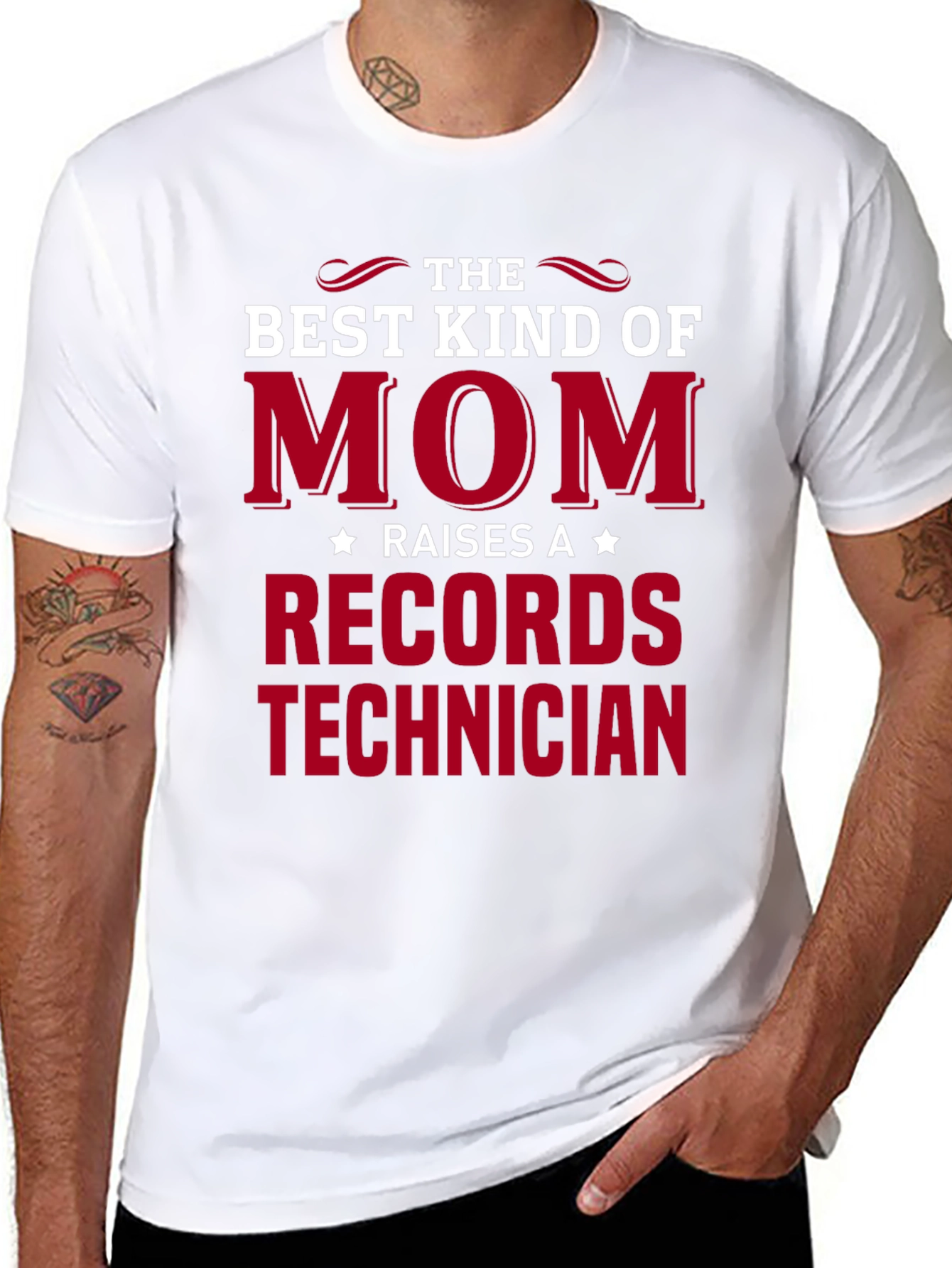 Black Best Kind of Mom Records Technician T-Shirt view 8