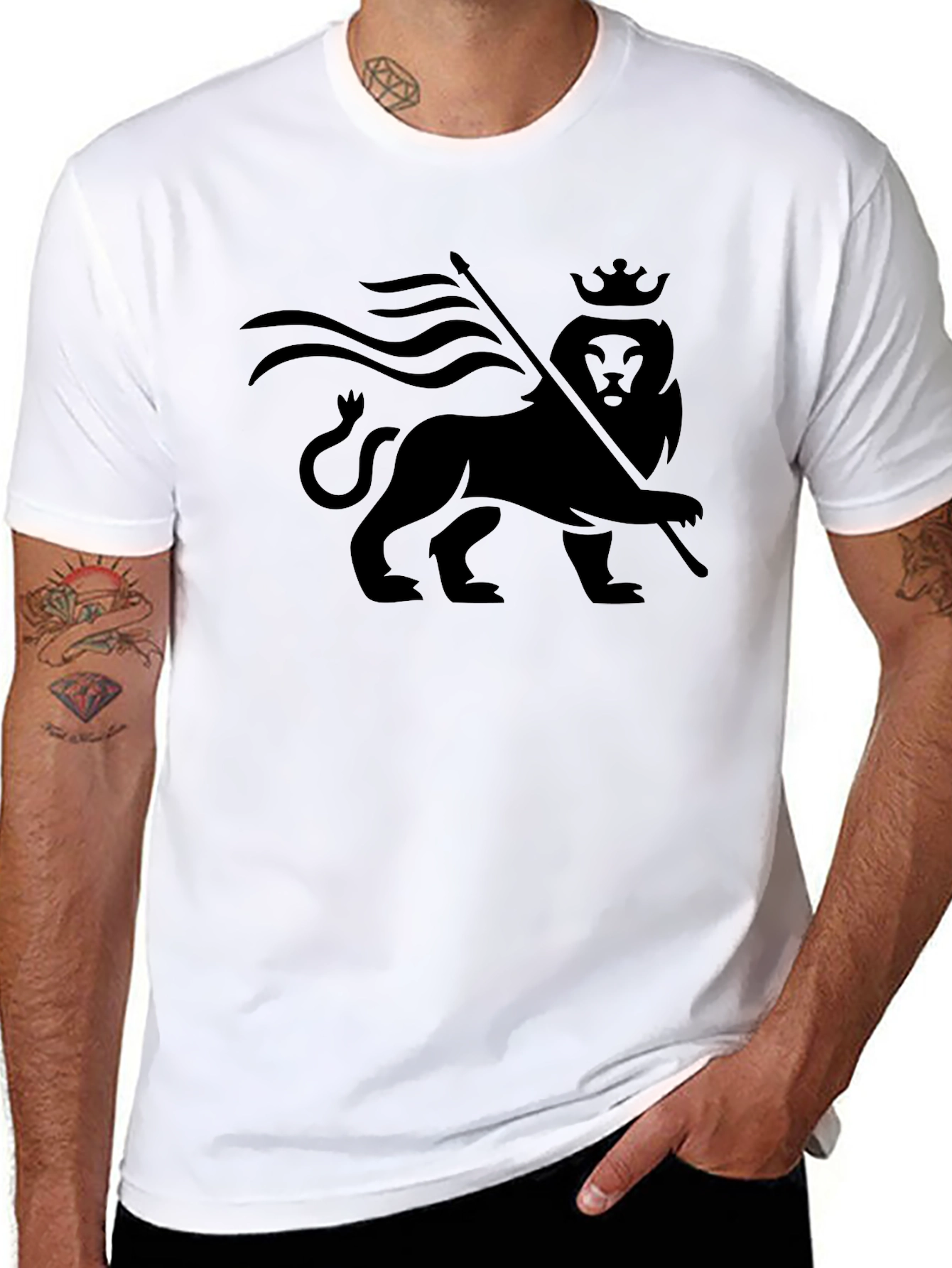 Black Reggae Lion Crown Black Graphic Tee view 8
