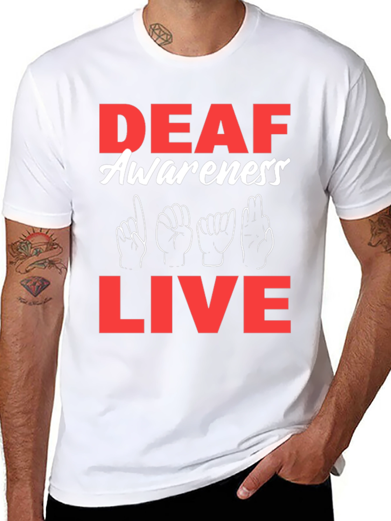 Black Deaf Awareness Live T-Shirt view 8
