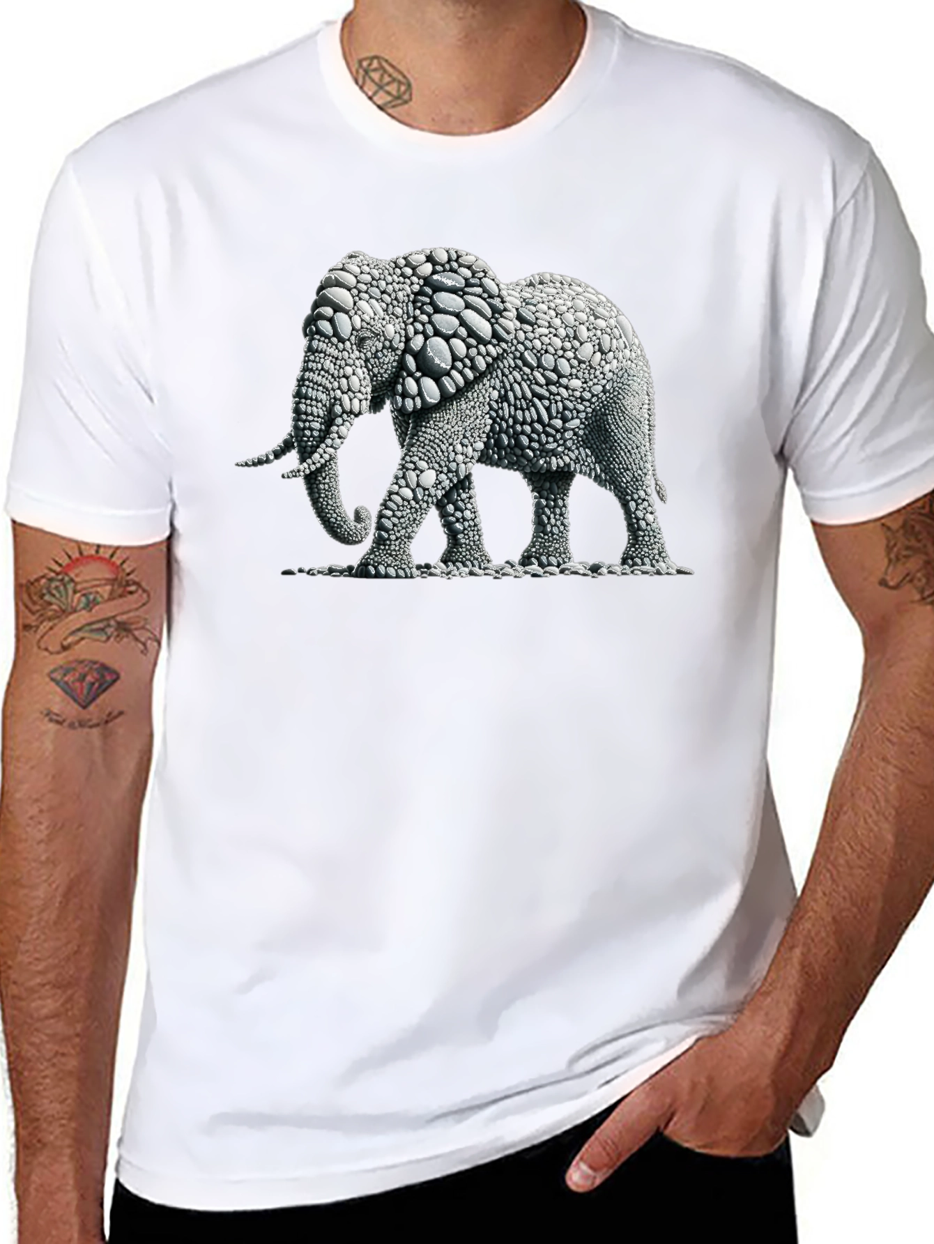Black Elephant Graphic Black T-Shirt view 8