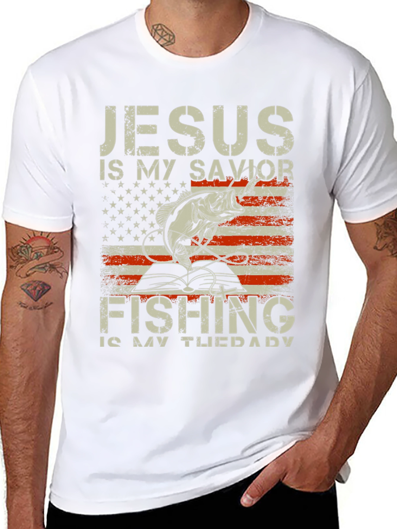 Jesus Is My Savior Fishing Is My Therapy T-Shirt - 8