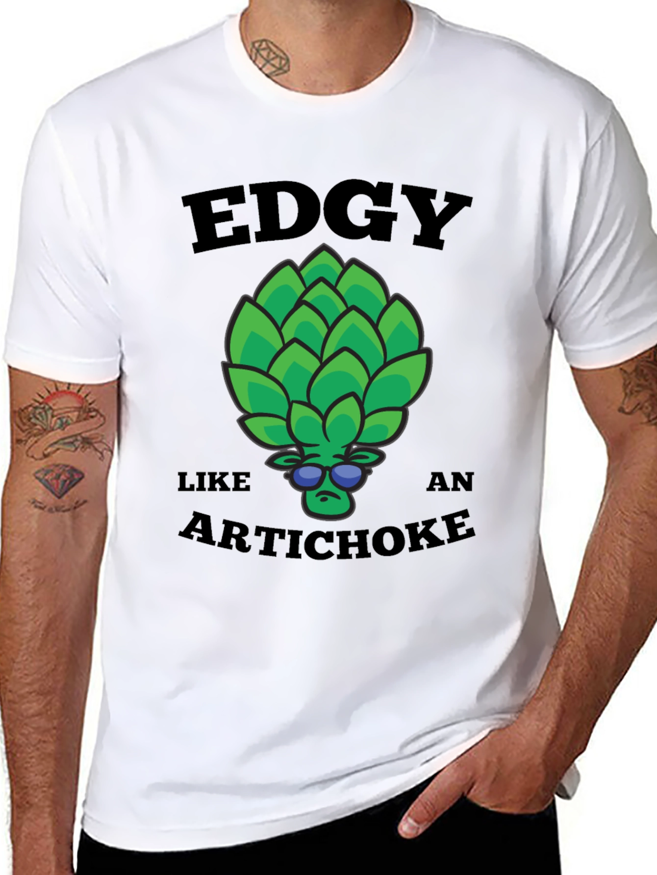 Black Edgy Artichoke Graphic Tee - Cool & Quirky view 8