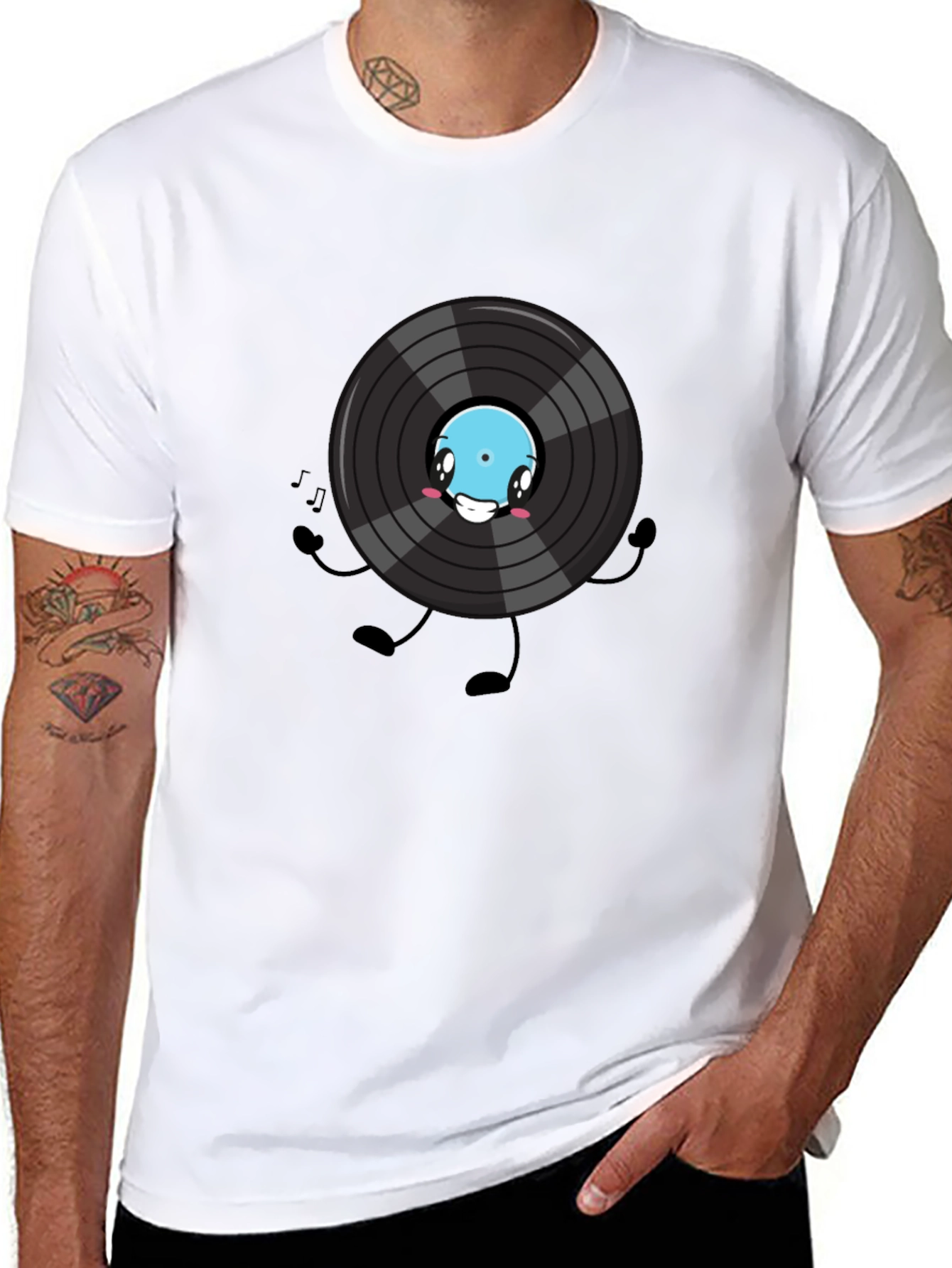 Black Cartoon Vinyl Record Graphic Tee view 8