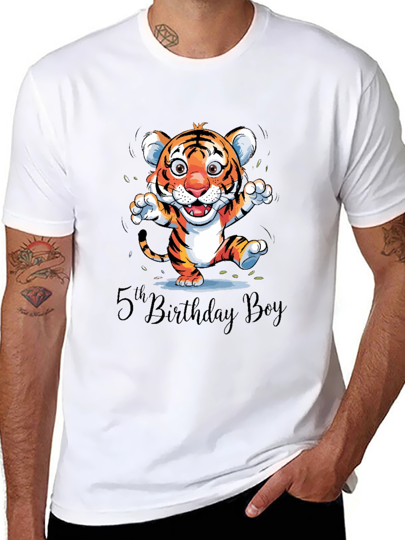 Black 5th Birthday Boy Tiger Cub T-Shirt view 8