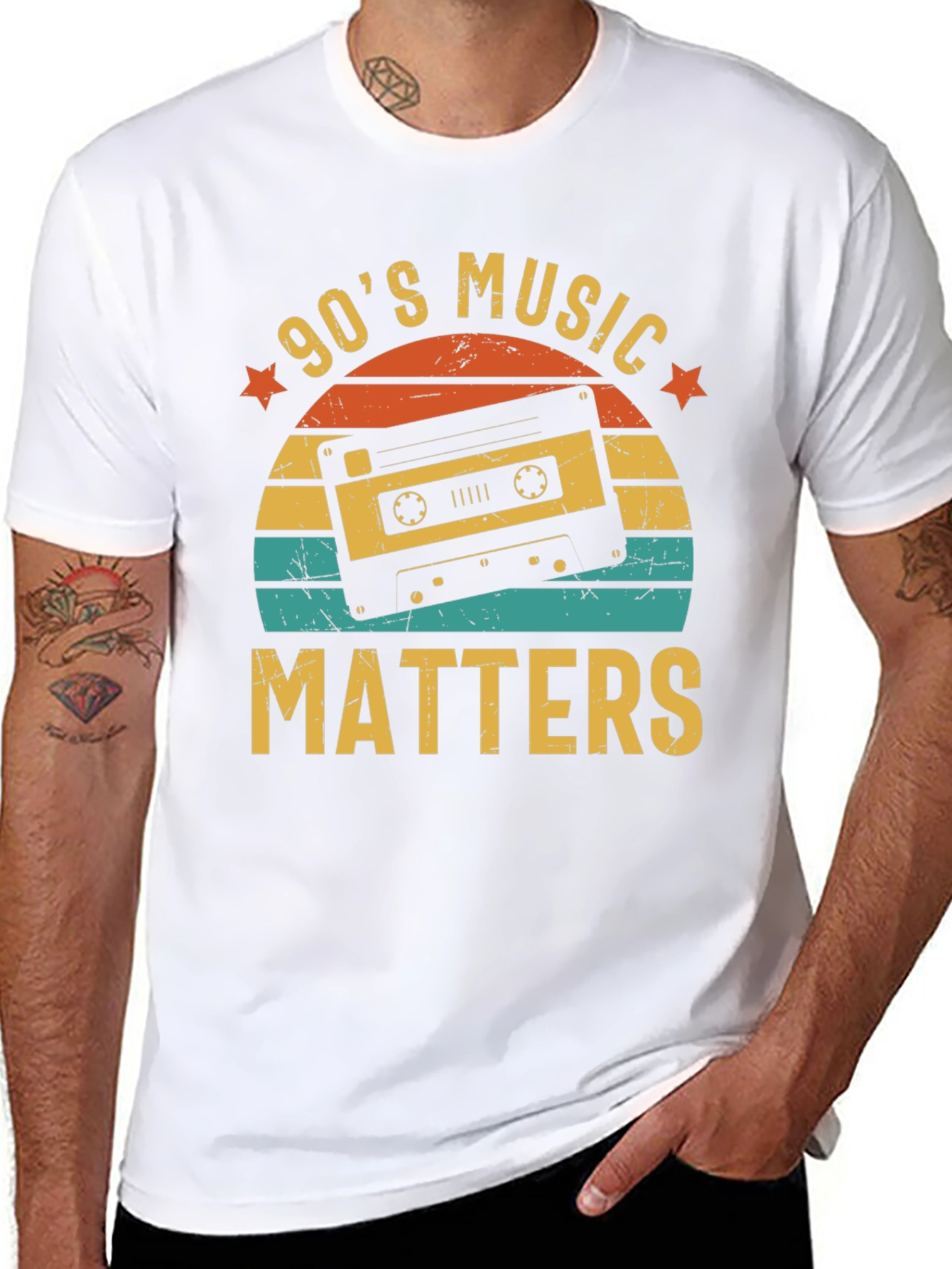 Black 90's Music Matters Retro Cassette Tape T-Shirt view 8