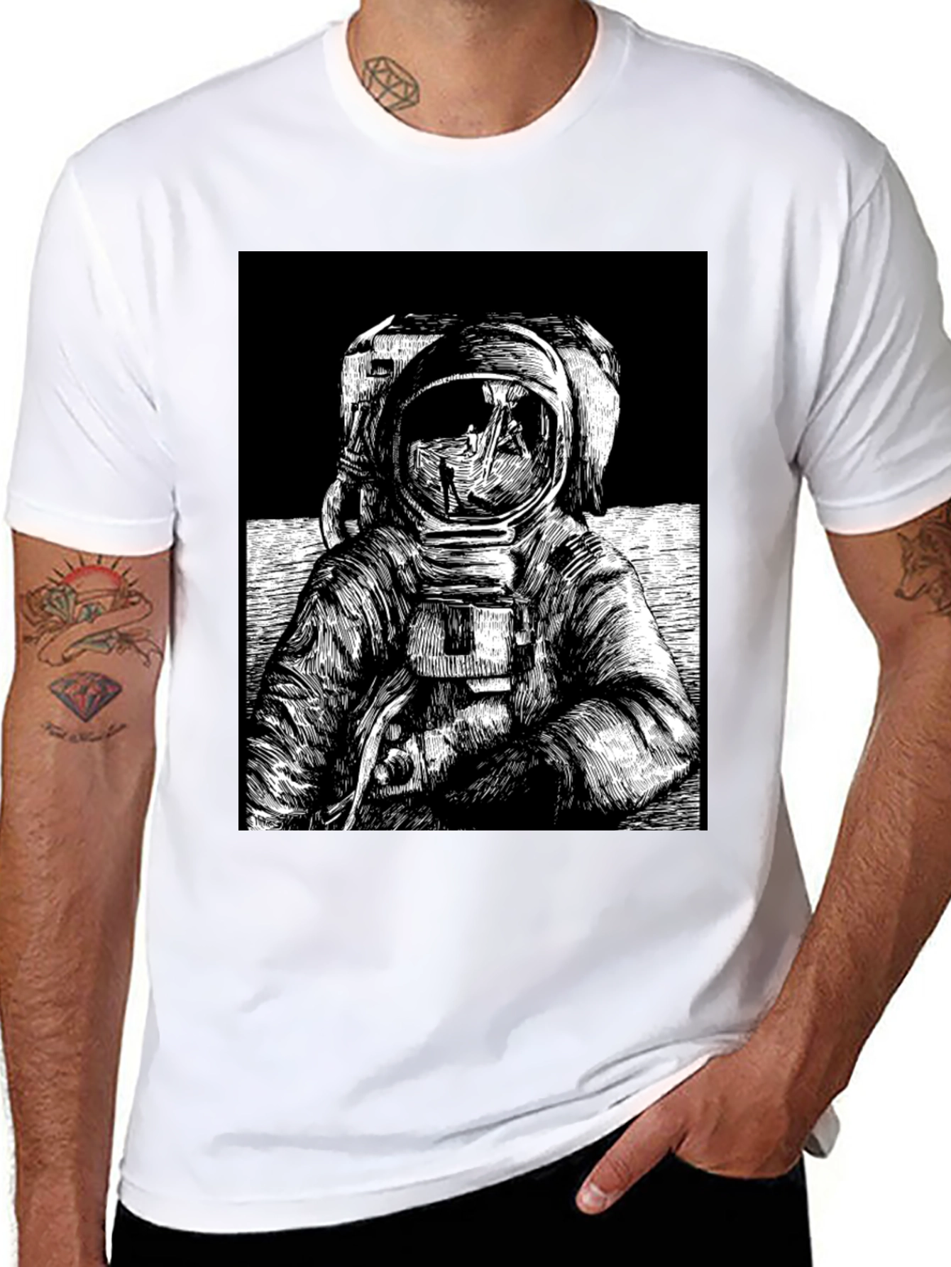 Black Astronaut Graphic Tee - Space Explorer T-Shirt view 8