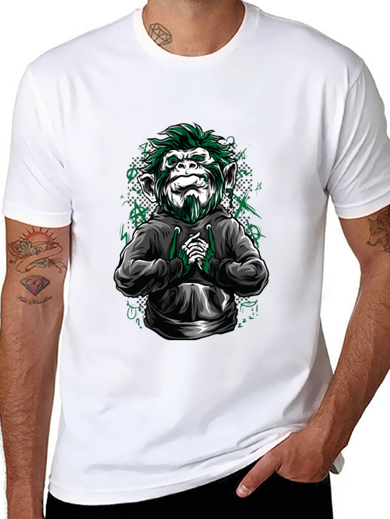 Black Urban Monkey Graphic Tee - Cool & Edgy Design view 8