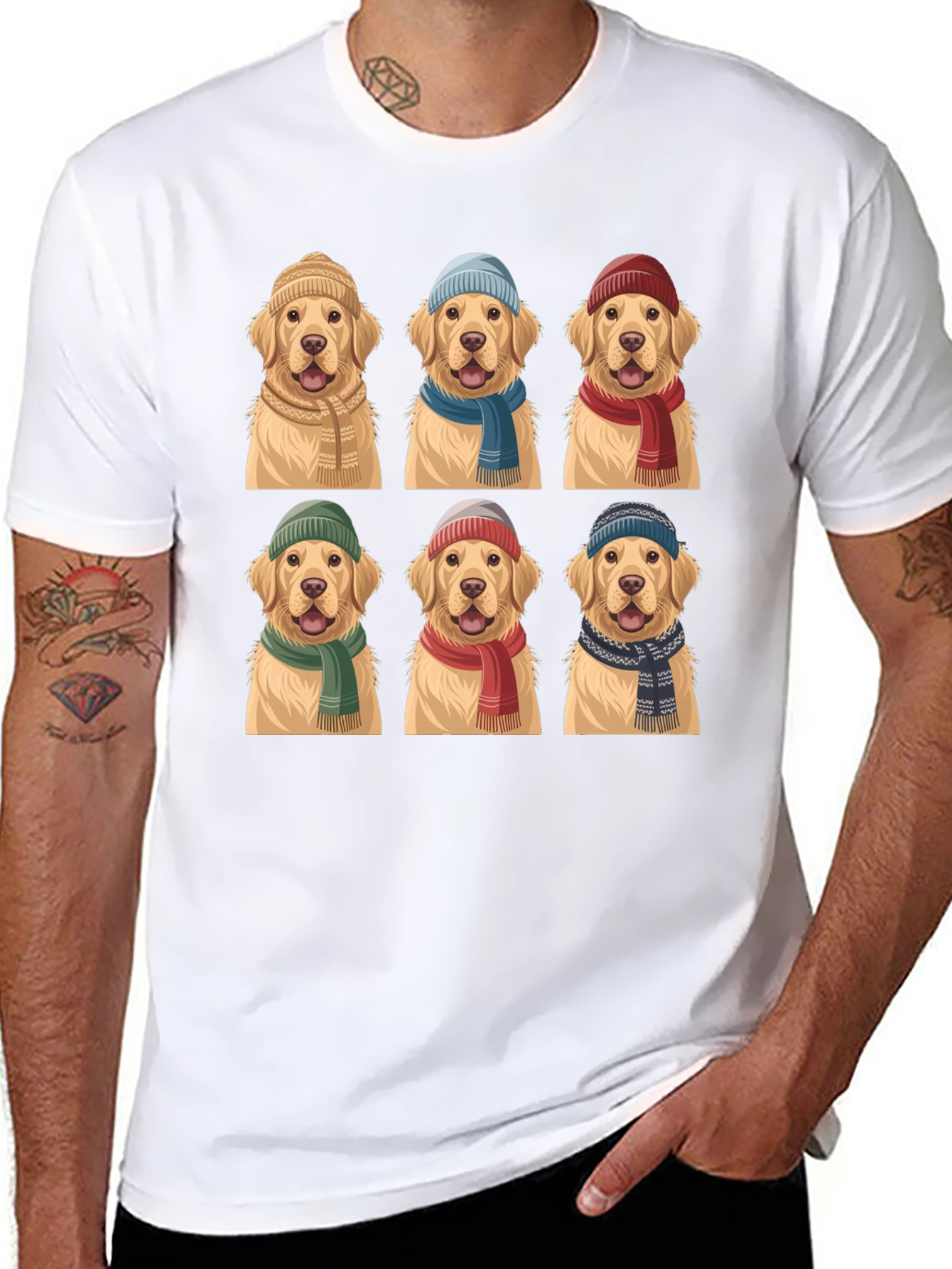 Black Golden Retriever Hats & Scarves T-Shirt view 8