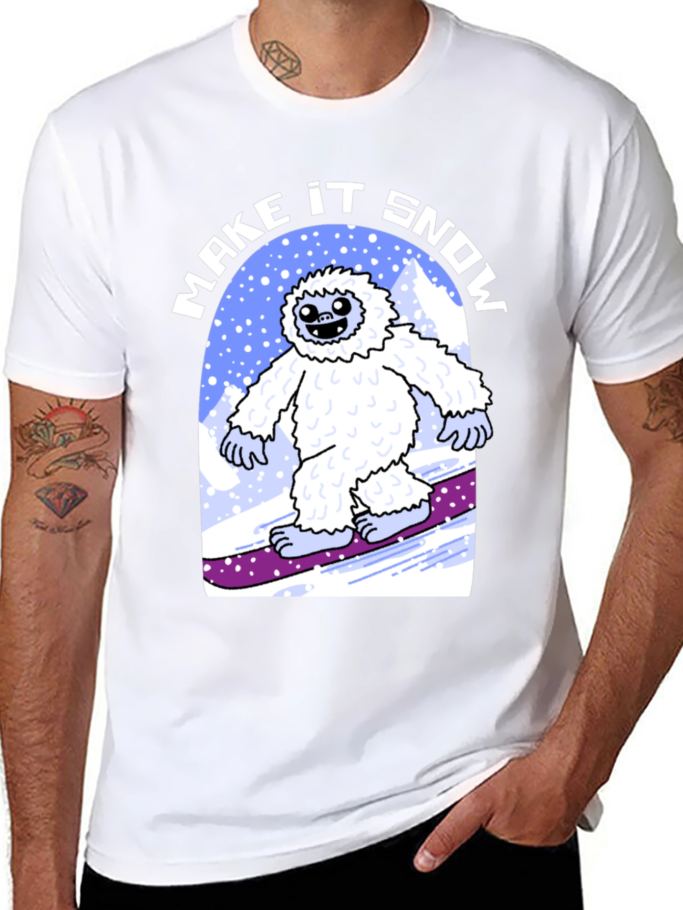 Black Make It Snow Yeti T-Shirt view 8