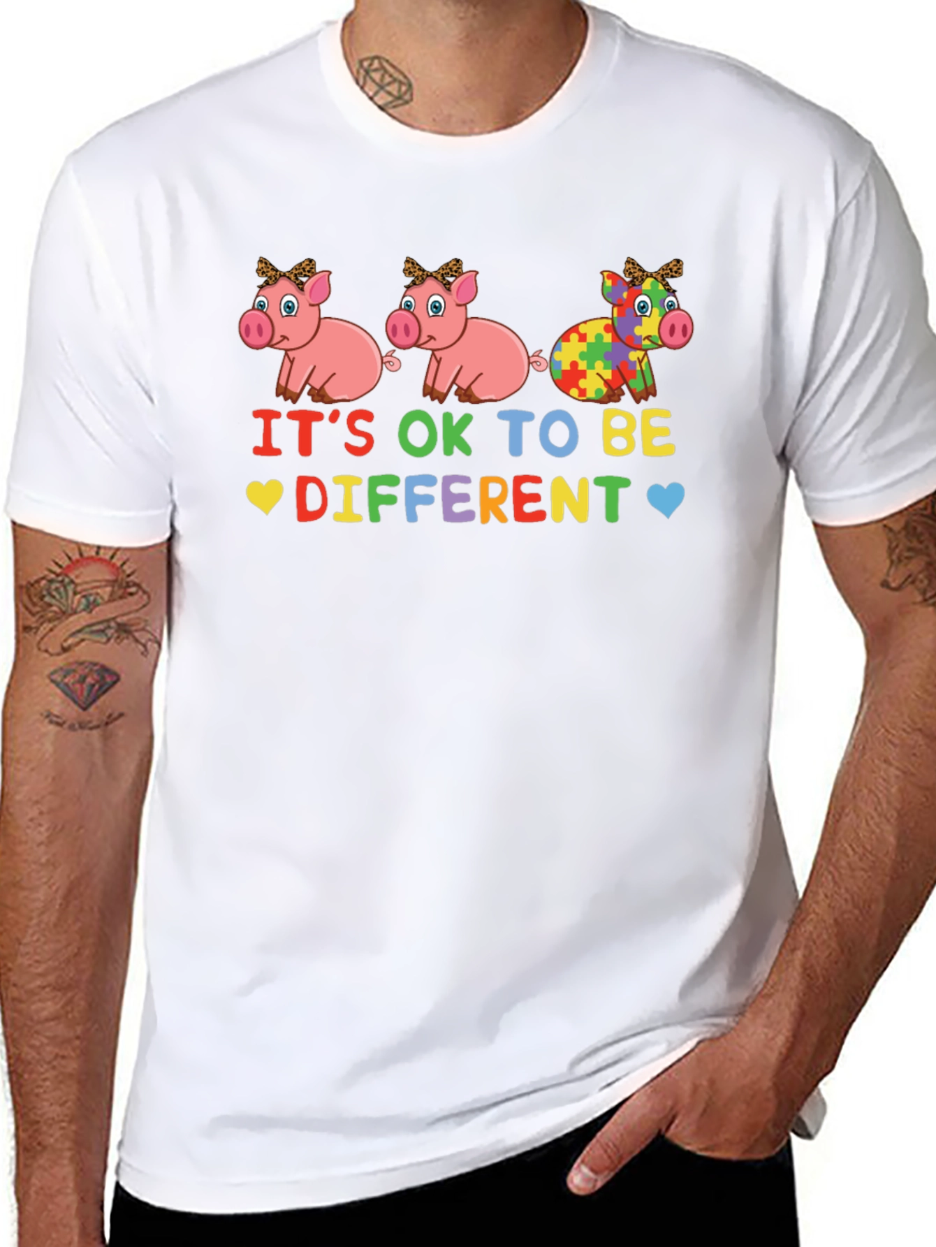 Black It's OK to Be Different Autism Awareness T-Shirt view 8