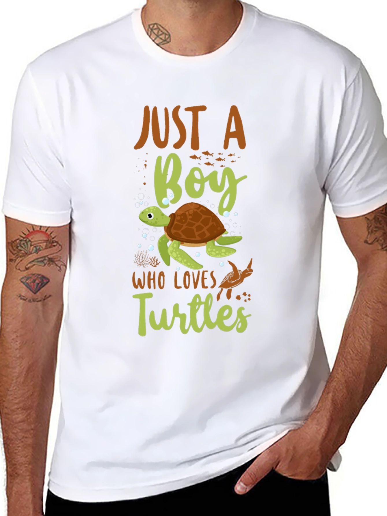Black Just A Boy Who Loves Turtles Black T-Shirt view 8