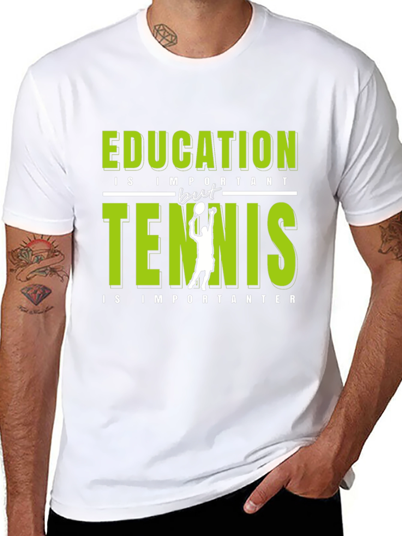 Funny Tennis Lover Graphic T-Shirt - Education vs Tennis - 8