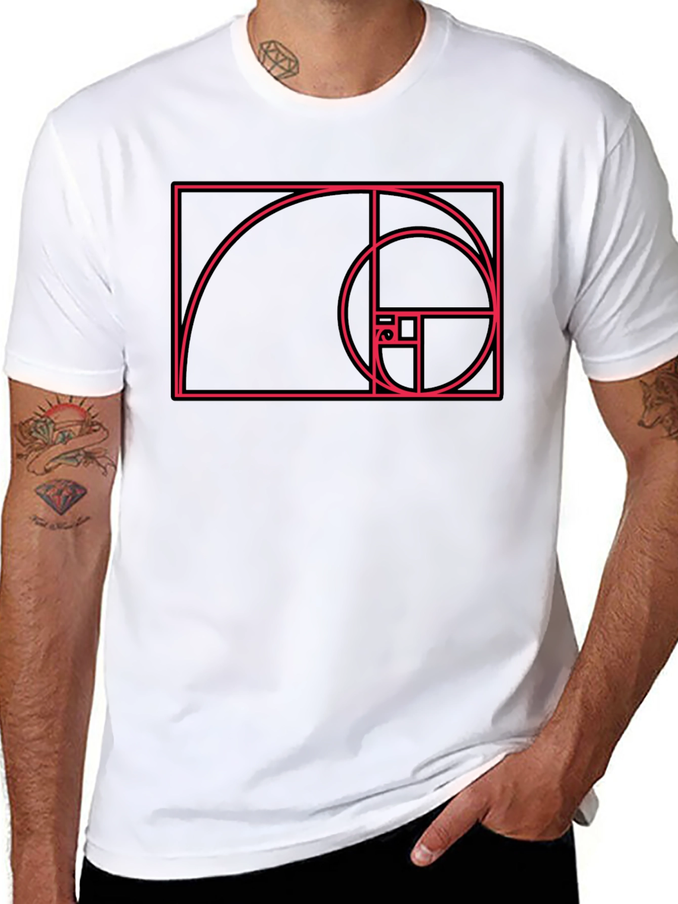 Black Golden Ratio Black Graphic Tee view 8