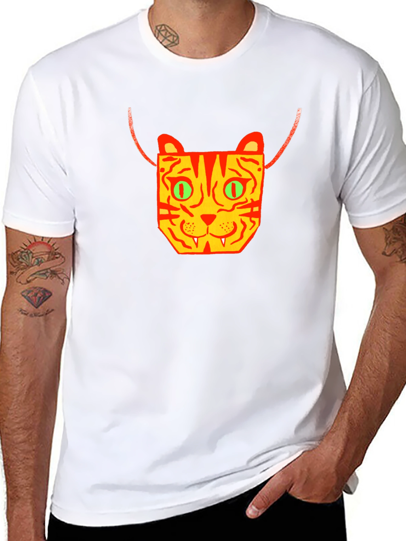 Black Graphic Cat T-Shirt - Cool & Unique Design view 8