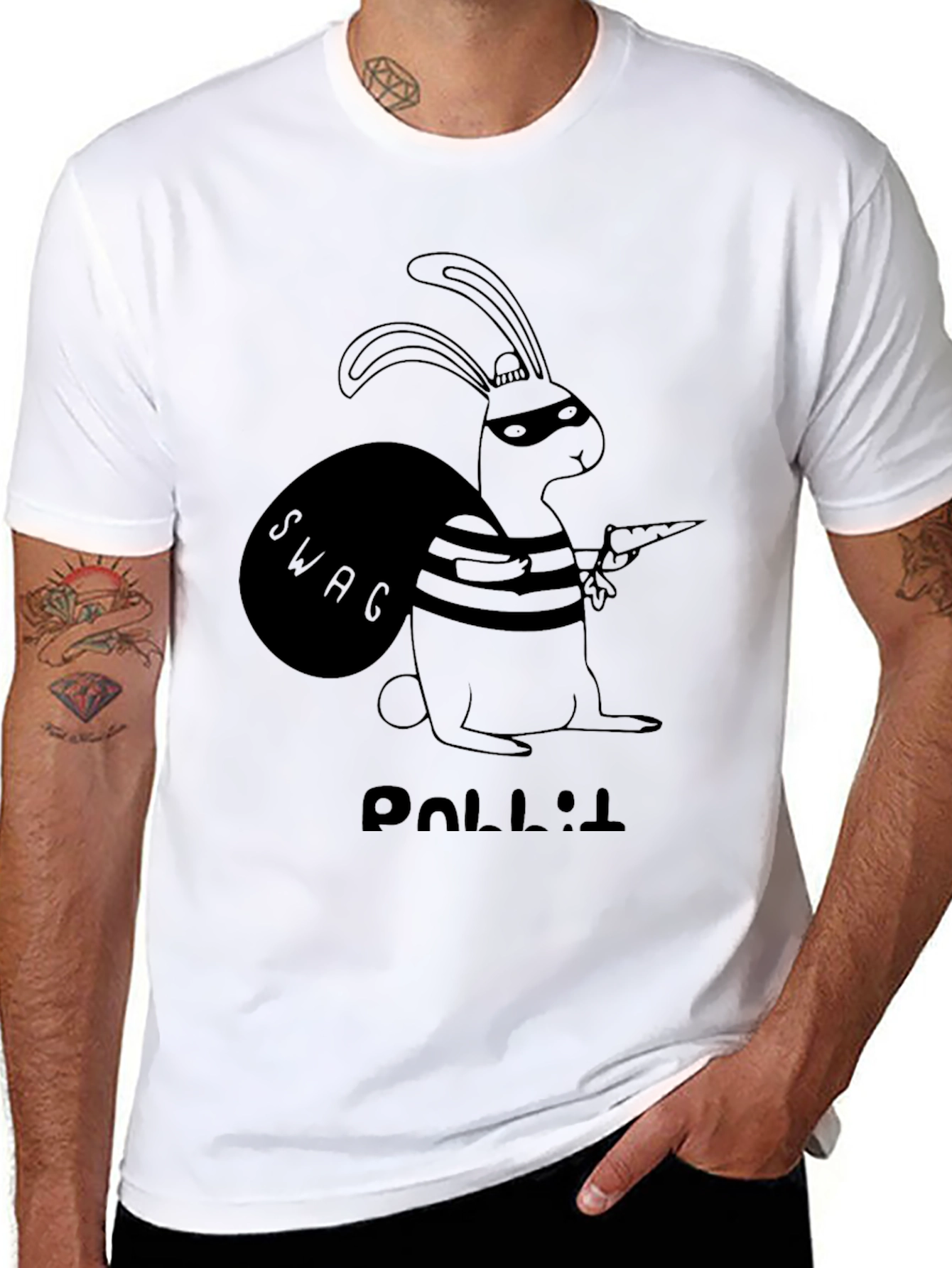 Black Rabbit Thief Black T-Shirt view 8