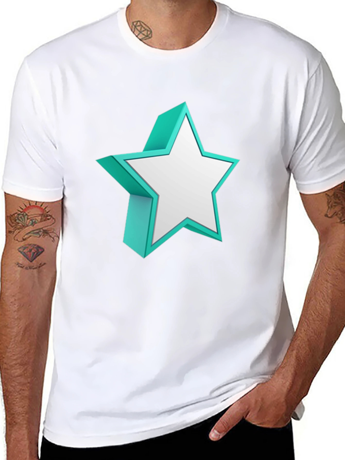 Black 3D Star Graphic Tee - Bold Style Statement view 8
