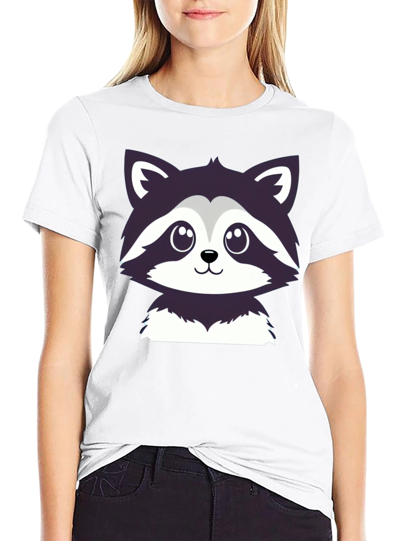 Black Cute Raccoon Graphic Tee - Soft Cotton Blend view 9