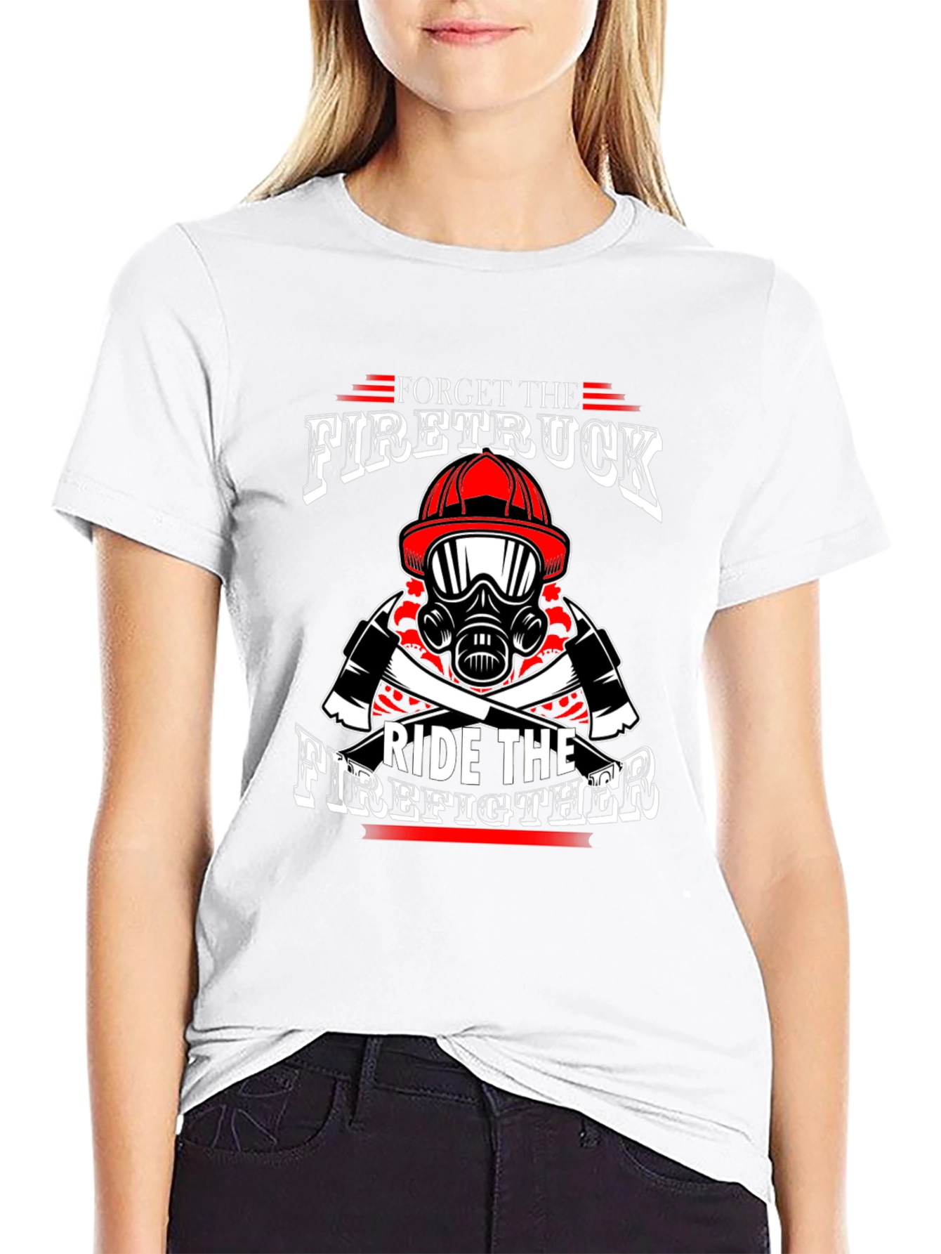 Black Forget Firetruck, Ride Firefighter Black T-Shirt view 9