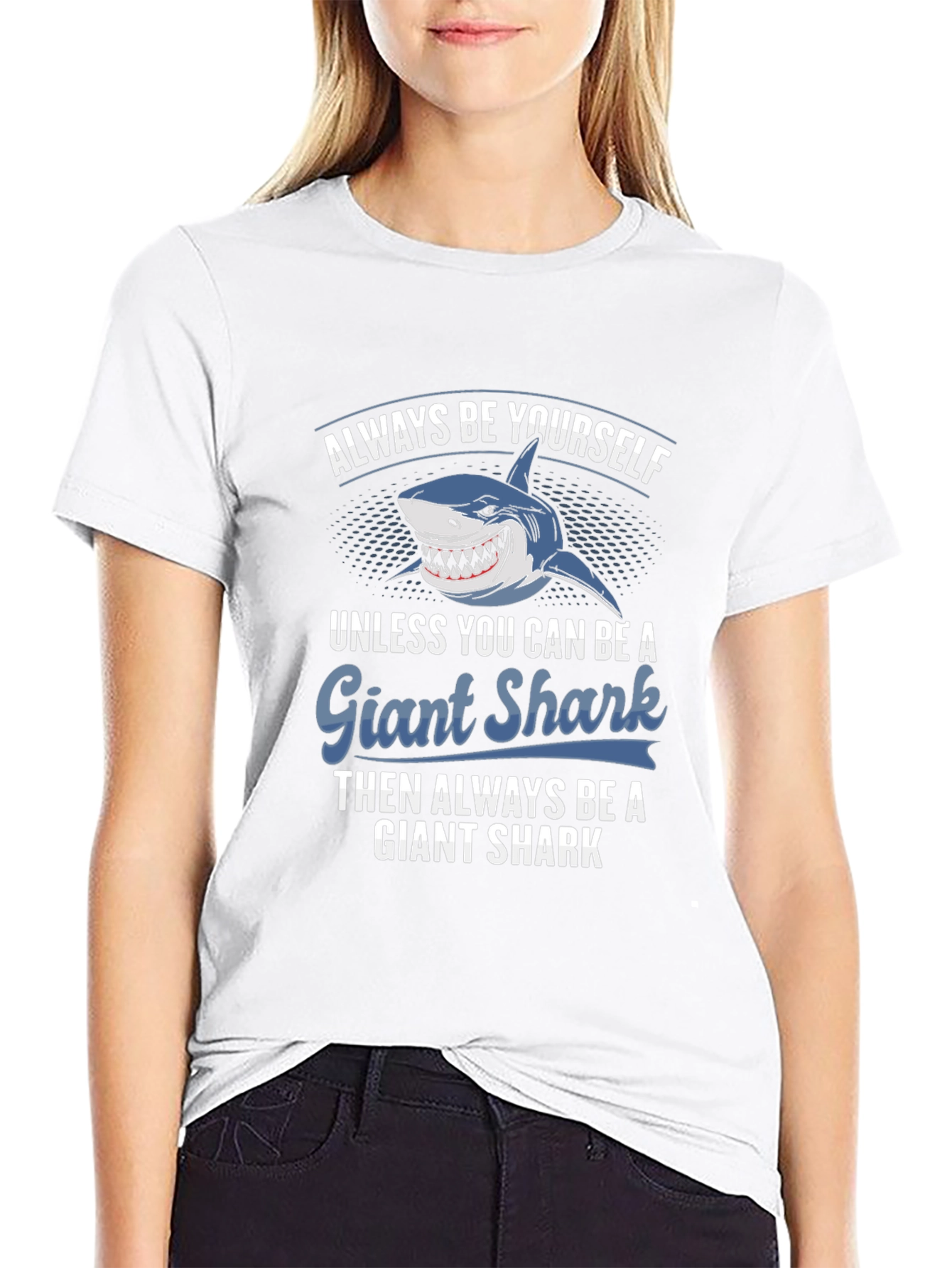 Black Giant Shark T-Shirt - Always Be Yourself Graphic Tee view 9