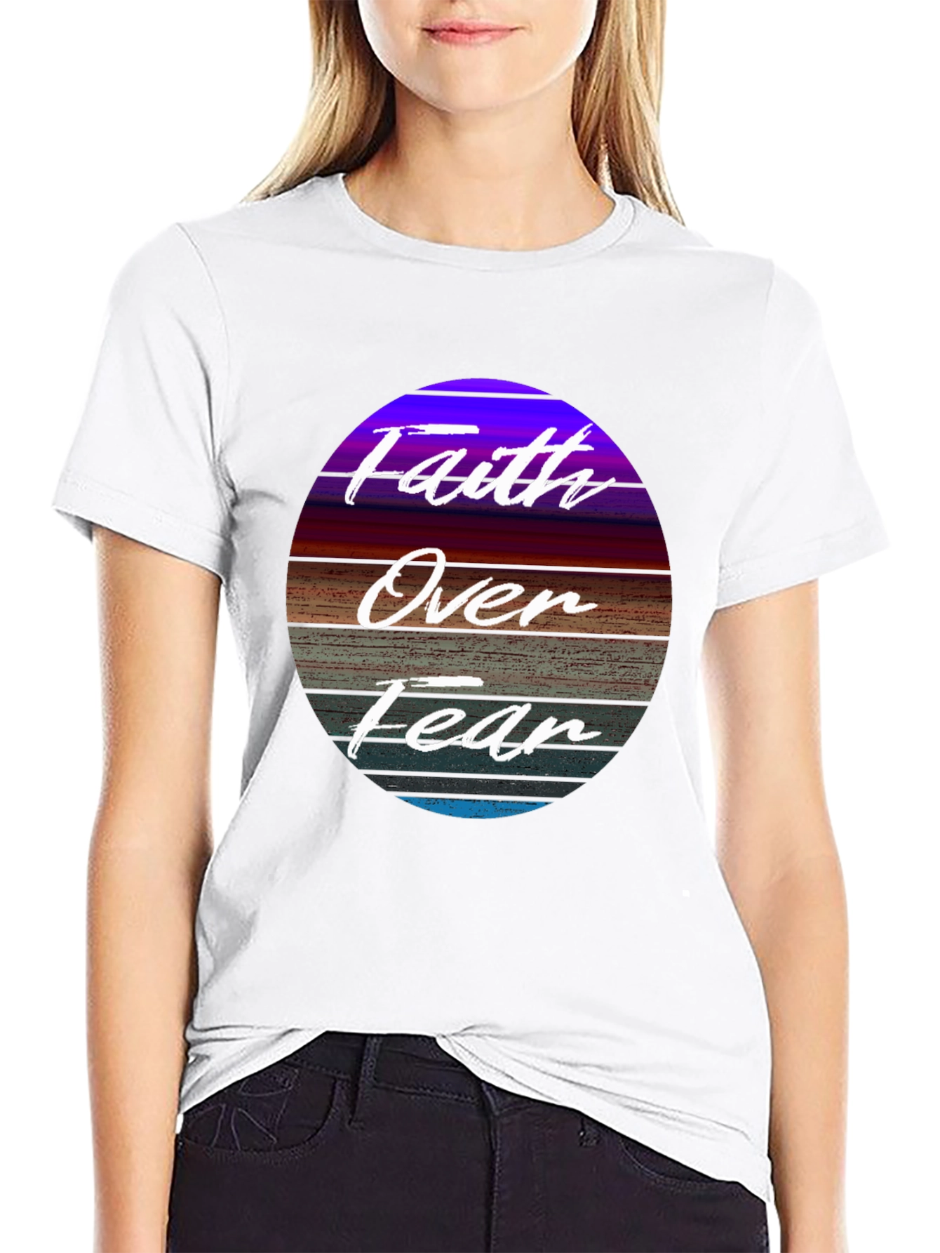 Black Faith Over Fear Graphic Tee view 9