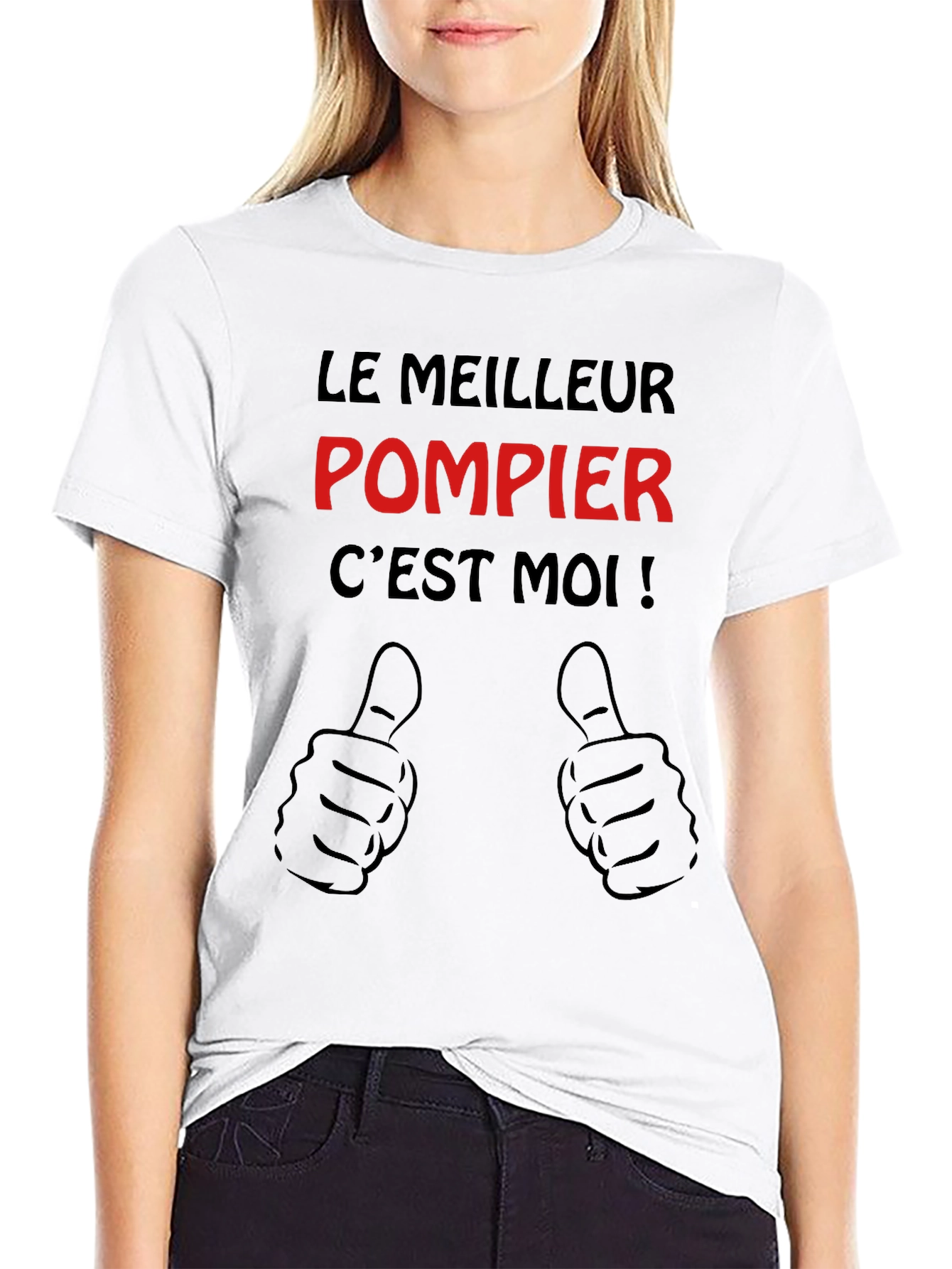 Black Le Meilleur Pompier C'est Moi Black T-Shirt view 9