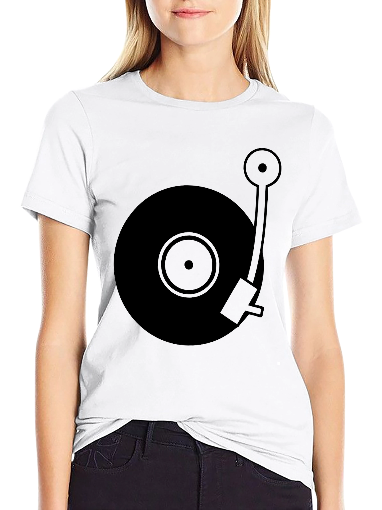 Black Vintage Turntable Graphic T-Shirt - Black view 9