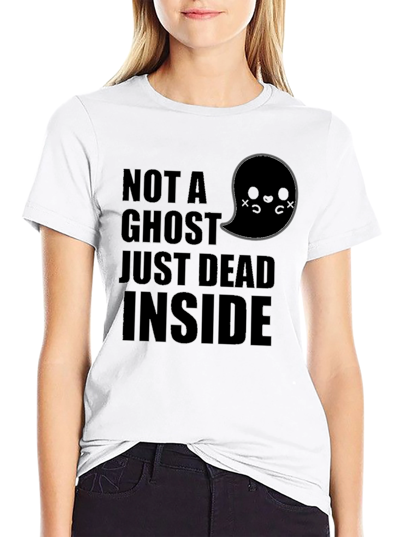 Black Not A Ghost Dead Inside Funny Graphic Tee view 9