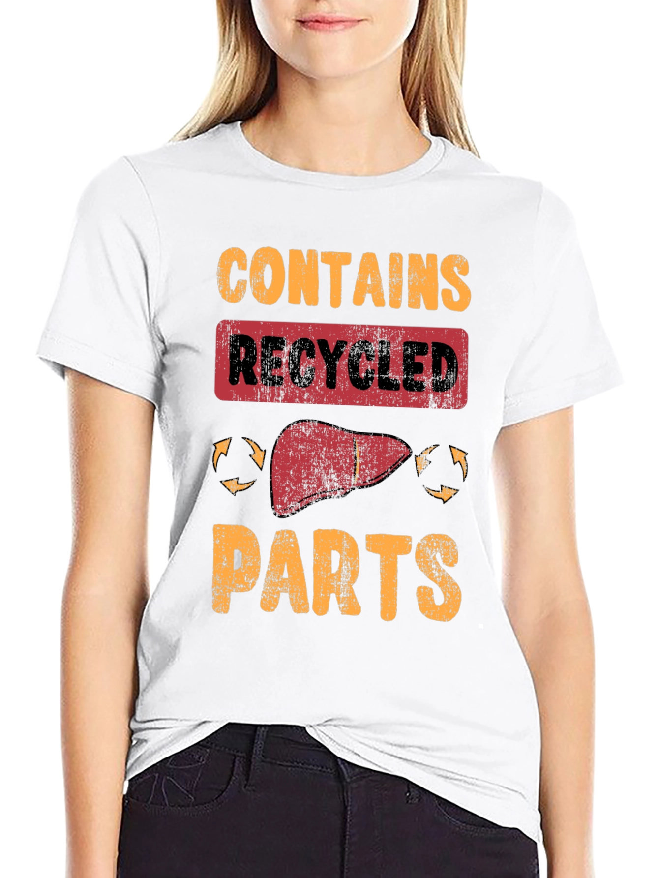 Black Contains Recycled Parts Novelty Graphic T-Shirt view 9