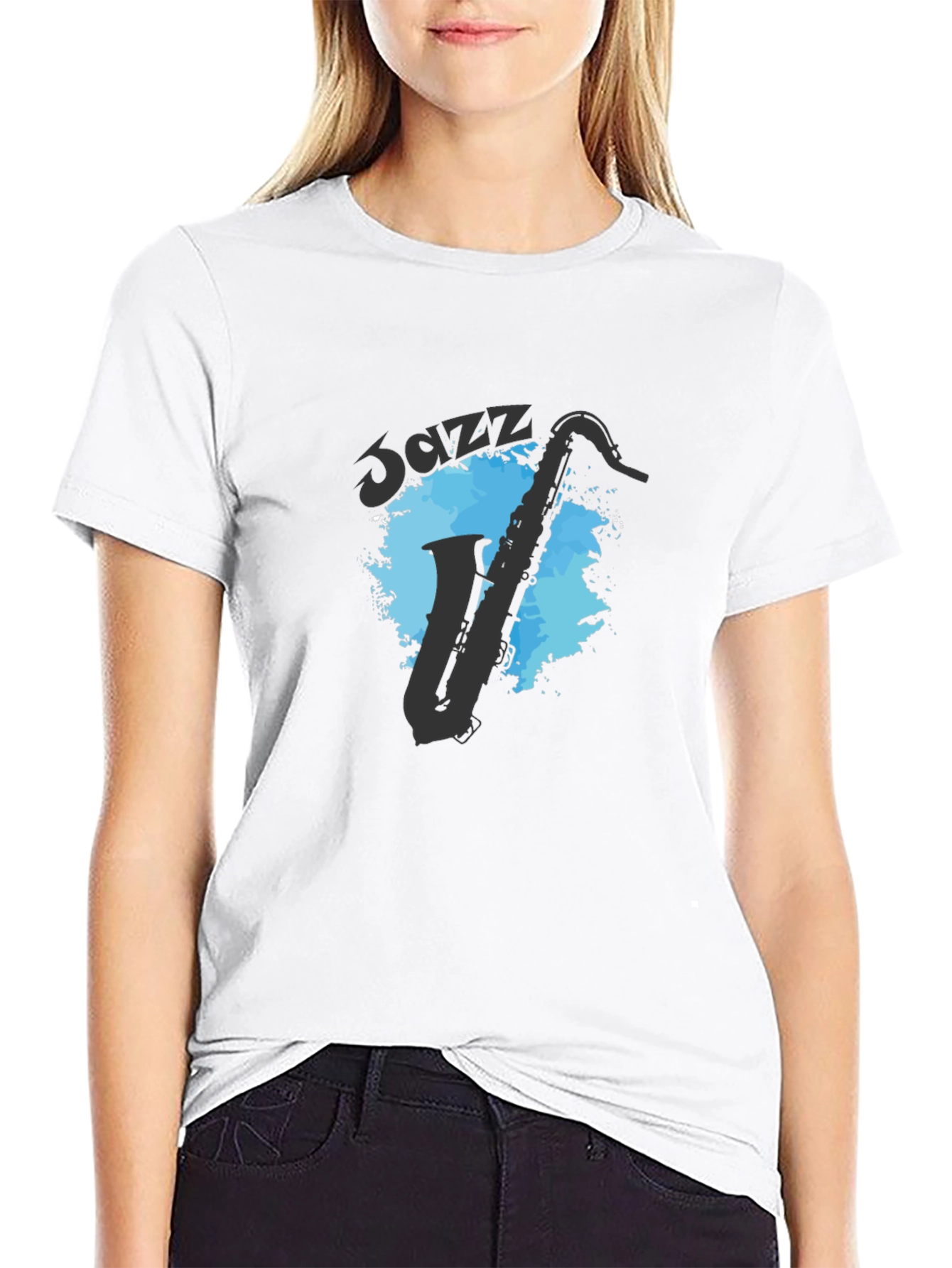 Black Cool Jazz Saxophone Graphic T-Shirt - Black view 9